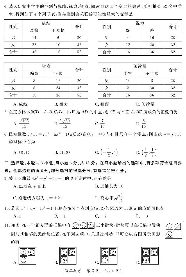 云南省昆明市2024-2025学年高二下学期期末质量检测 数学试卷【含答案】第2页