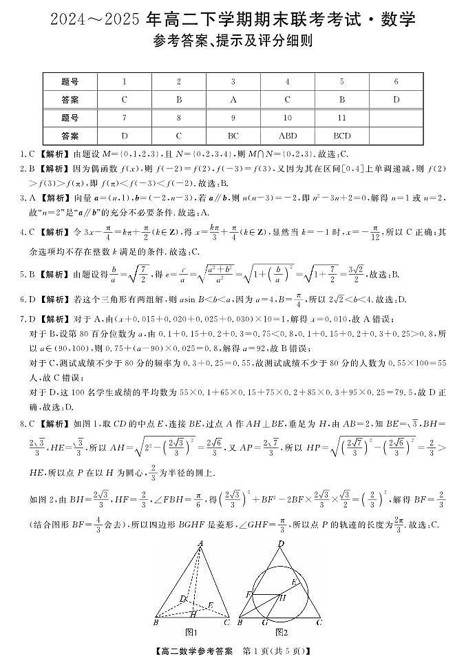 金科·新未来7月3-4日高二联考-数学详解版答案第1页