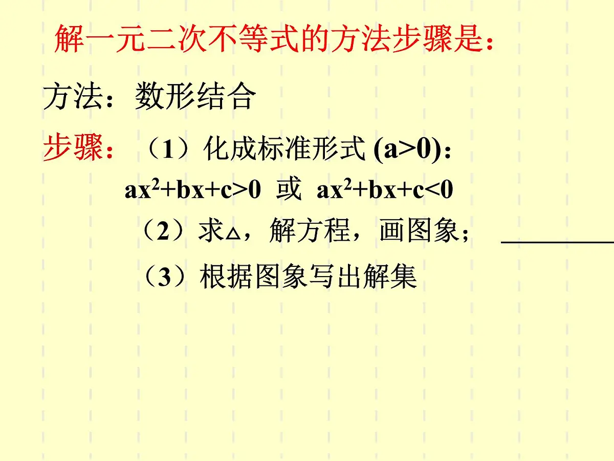 人教课B标版高中数学必修5 3-3《一元二次不等式及其解法第一课时》 课件第6页