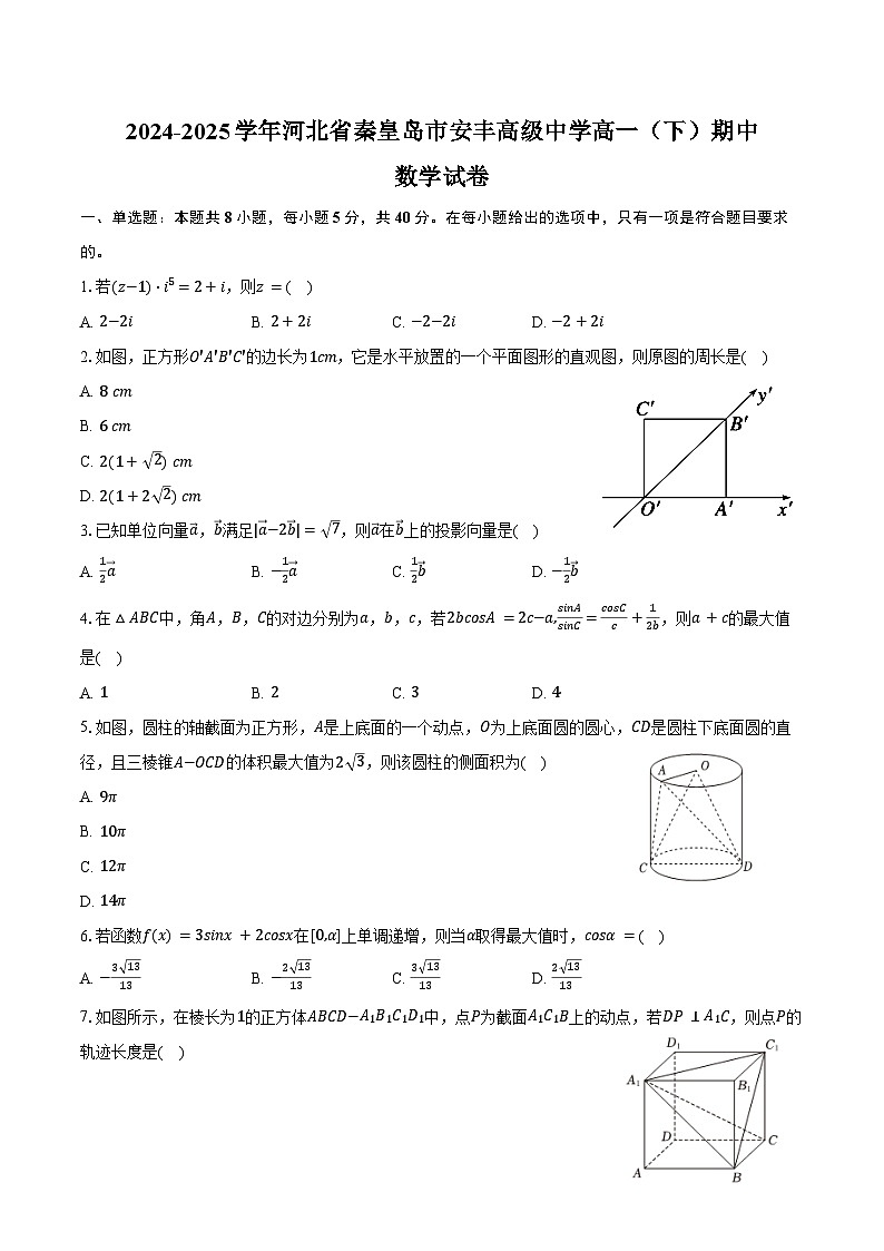 2024-2025学年河北省秦皇岛市安丰高级中学高一（下）期中数学试卷（含答案)第1页