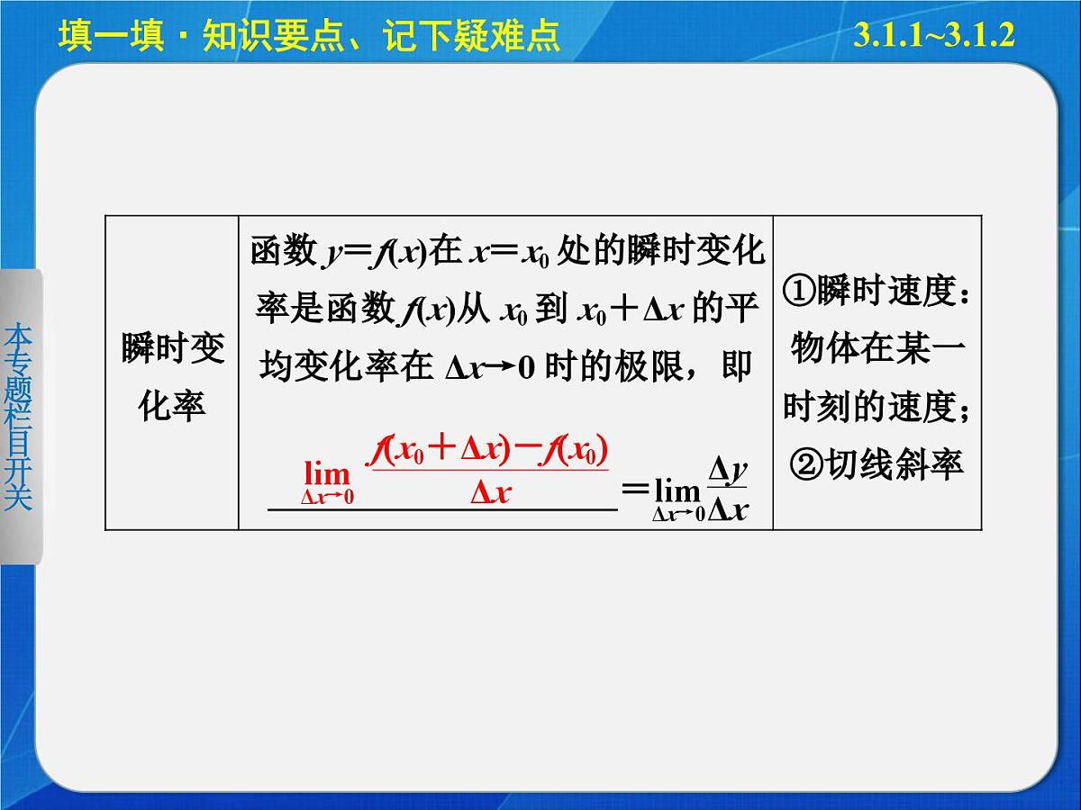 人教课标B版高中数学选修1-1 3-1《函数的平均变化率、瞬时速度与导数》教学课件第4页