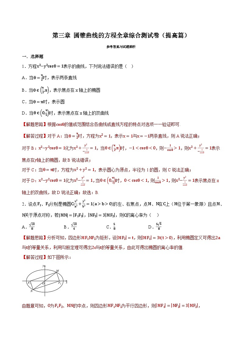 人教A版高中数学高二上册选择性必修第一册同步考点讲与练专题3.12 圆锥曲线的方程全章综合测试卷（提高篇）（解析版）第1页