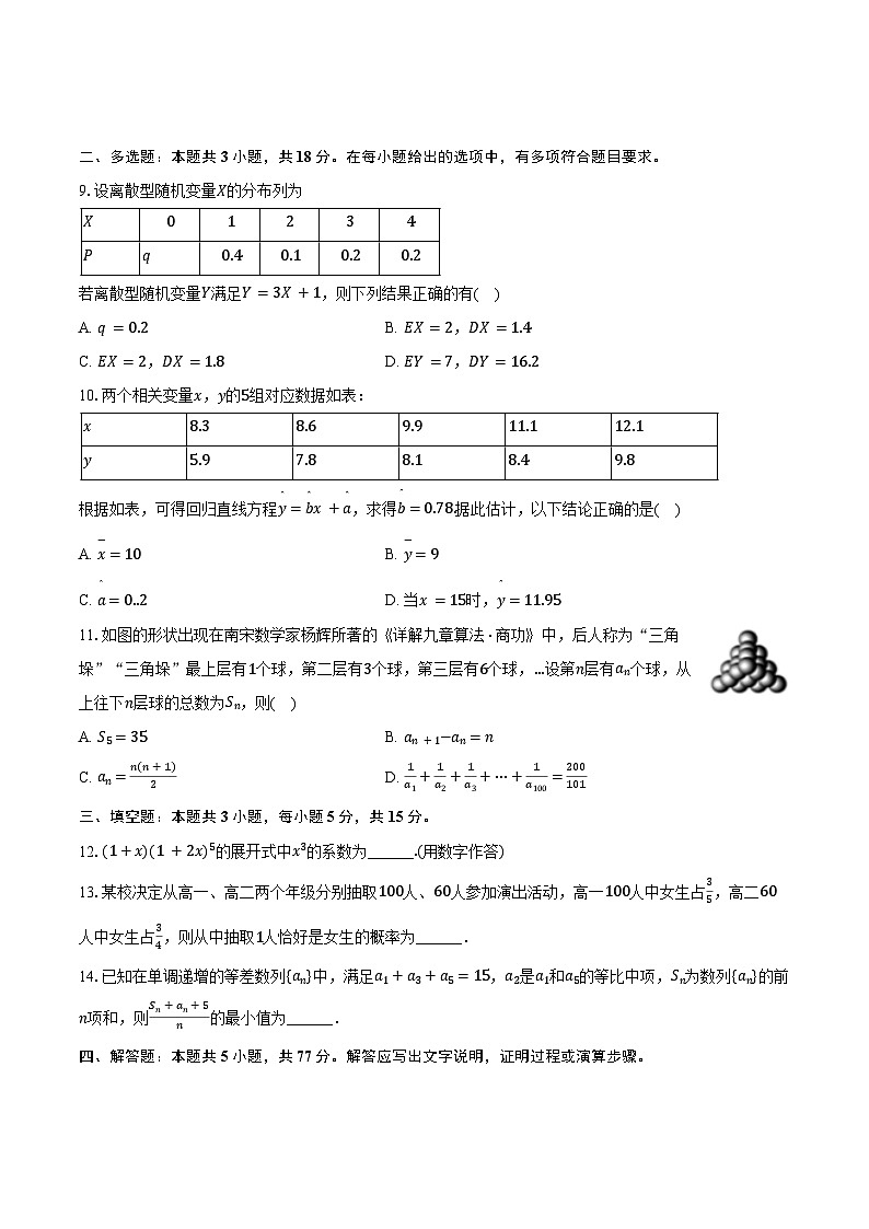 2024-2025学年湖南省衡阳市衡阳县四中高二（下）期中数学试卷（B卷）（含答案）第2页