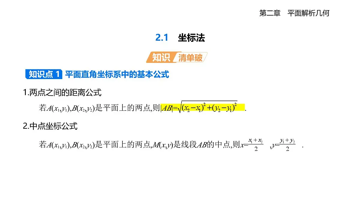2.1 坐标法知识点串讲课件-人教 B版高二上册数学（选必一）第1页