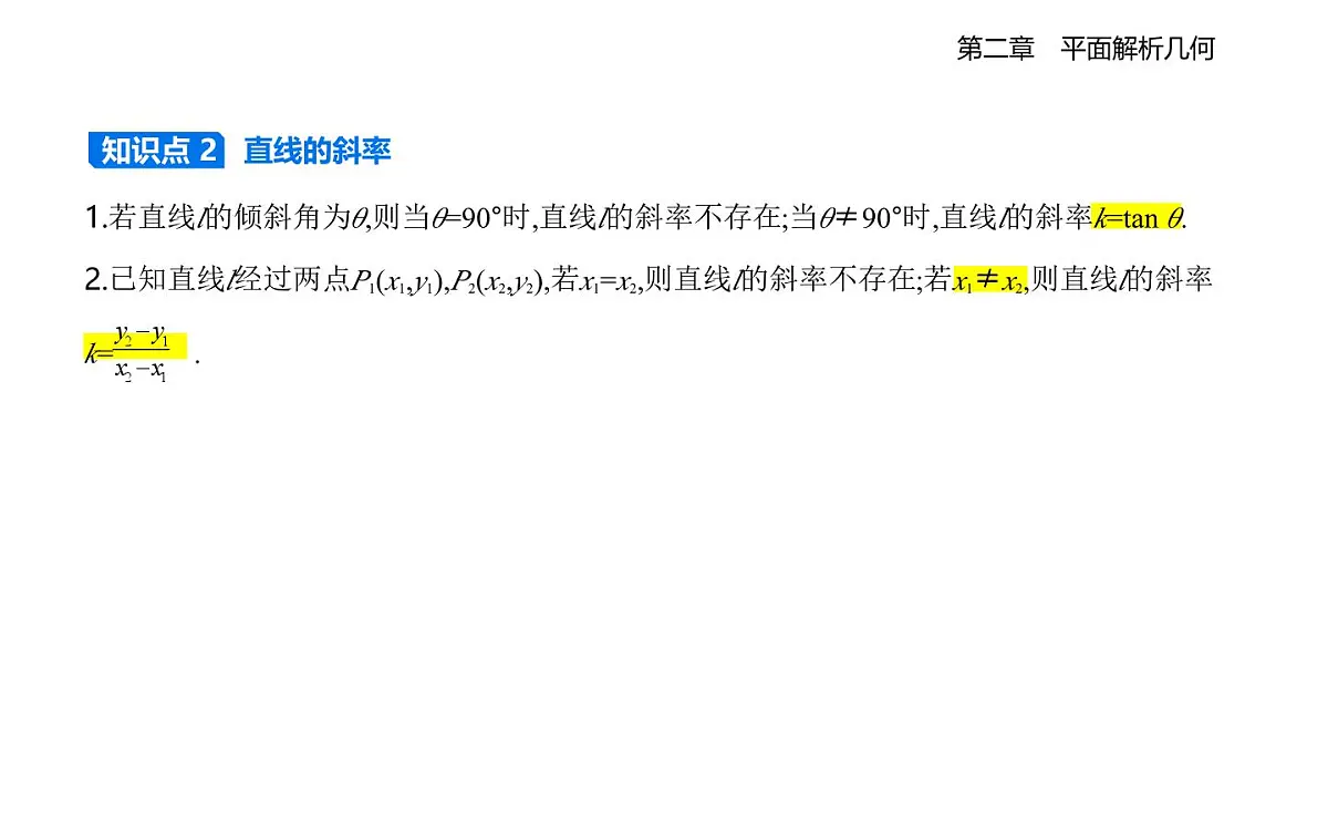 2.2.1 直线的倾斜角与斜率知识点串讲课件-人教 B版高二上册数学（选必一）第2页