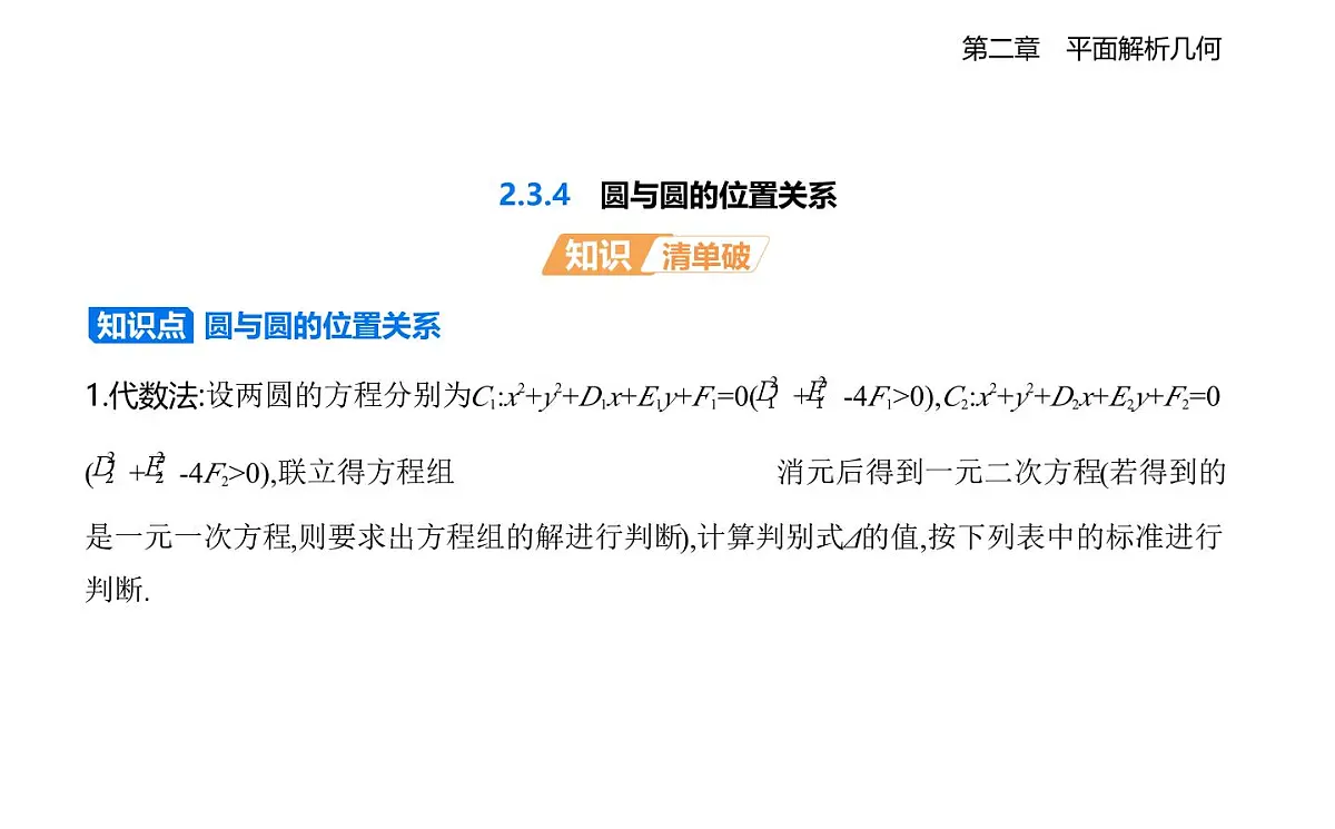2.3.4 圆与圆的位置关系知识点串讲课件-人教 B版高二上册数学（选必一）第1页