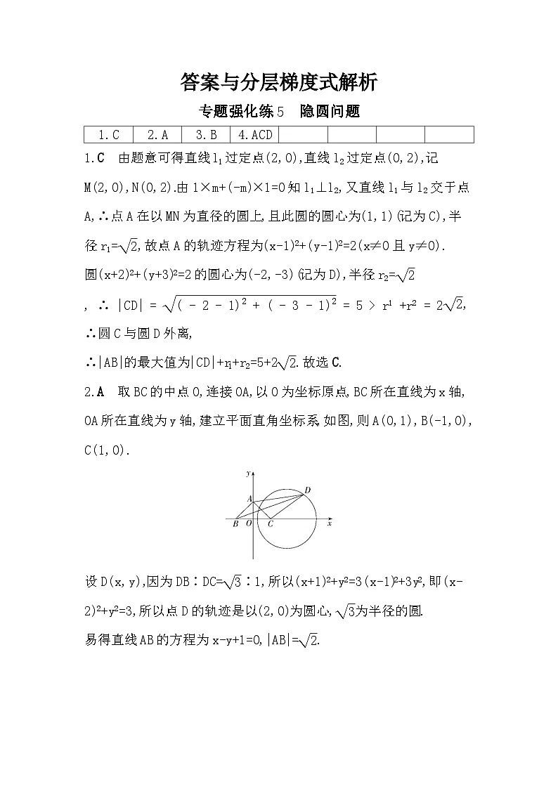 第二章 专题强化练5 隐圆问题（含答案解析）-人教 B版高二上册数学（选必一）第3页