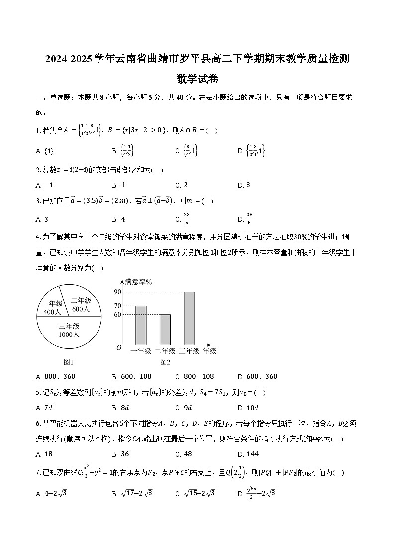 2024-2025学年云南省曲靖市罗平县高二下学期期末教学质量检测数学试卷（含答案）第1页