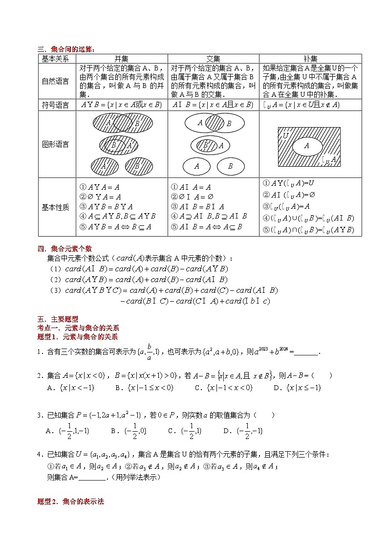 人教版高中数学必修Ⅰ《集合》学案（无答案）第2页