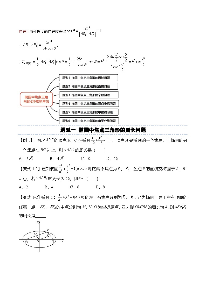 人教A版选择性必修一高二数学上册期末复习  椭圆专题：椭圆中焦点三角形的6种常见考法（原卷版）第2页
