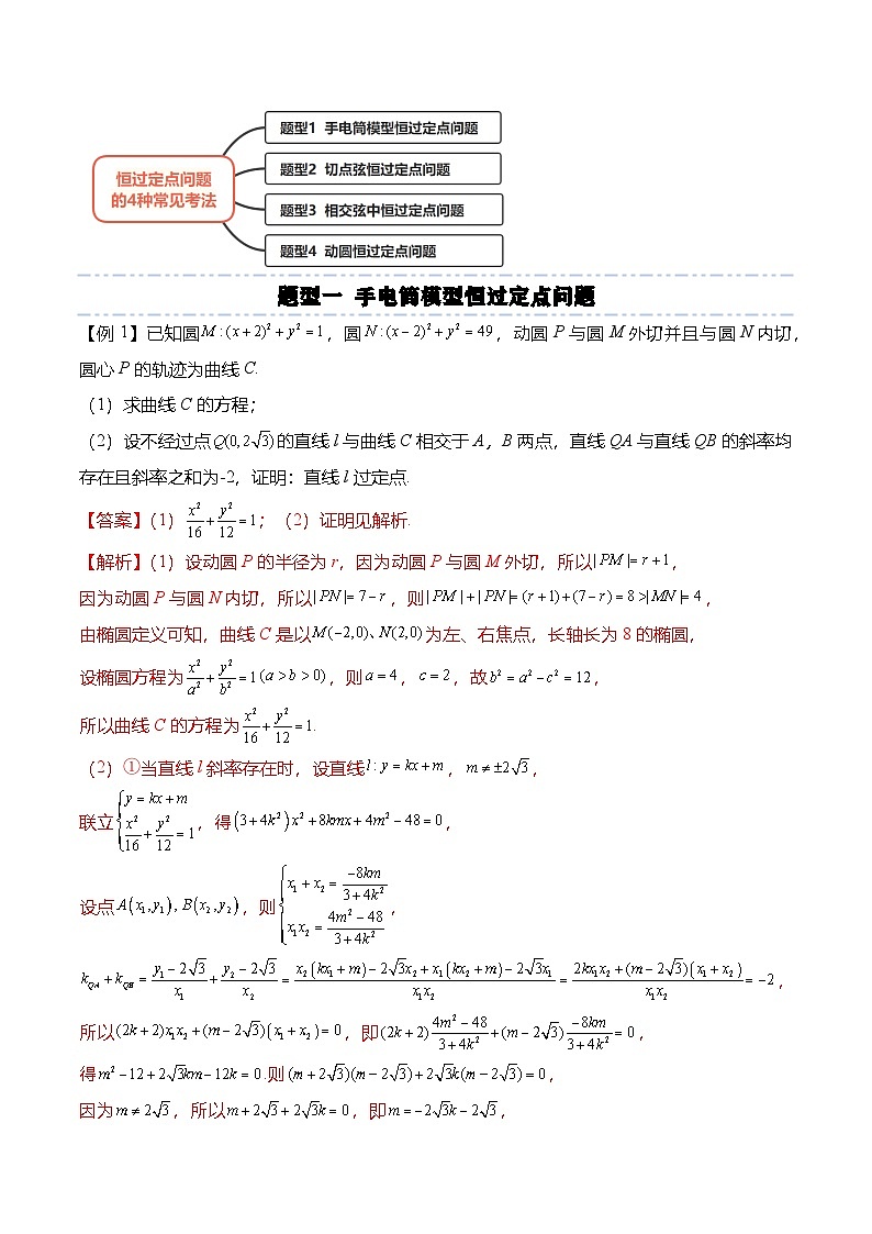 人教A版选择性必修一高二数学上册期末复习  圆锥曲线专题：恒过定点问题的4种常见考法（解析版）第3页