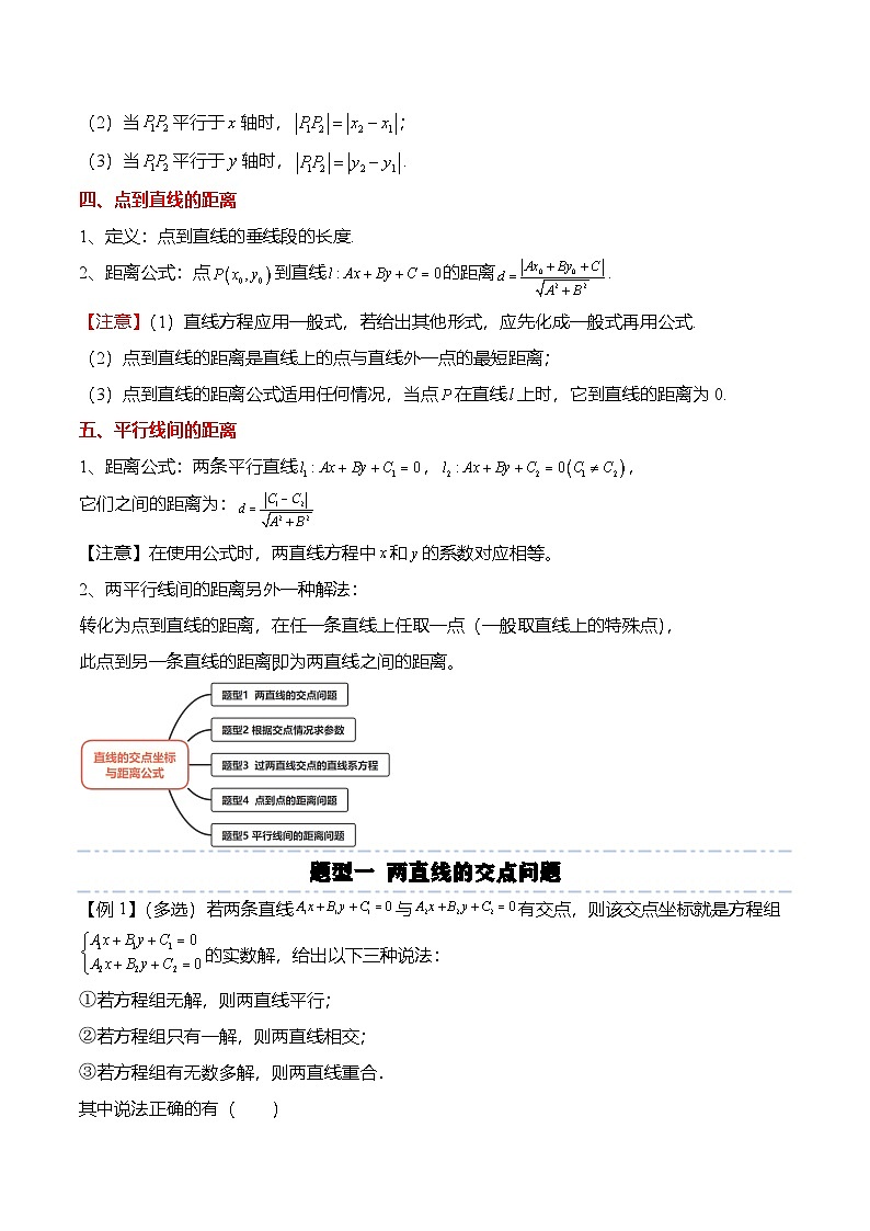人教A版选择性必修一高二数学上册同步考点归纳讲与练 2.3 直线的交点坐标与距离公式（原卷版）第2页