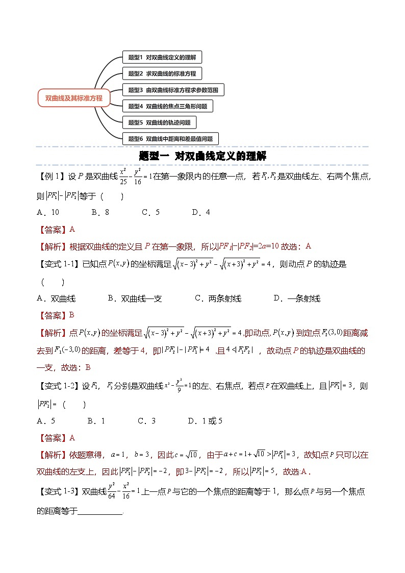 人教A版选择性必修一高二数学上册同步考点归纳讲与练 3.2.1 双曲线及其标准方程（解析版）第3页