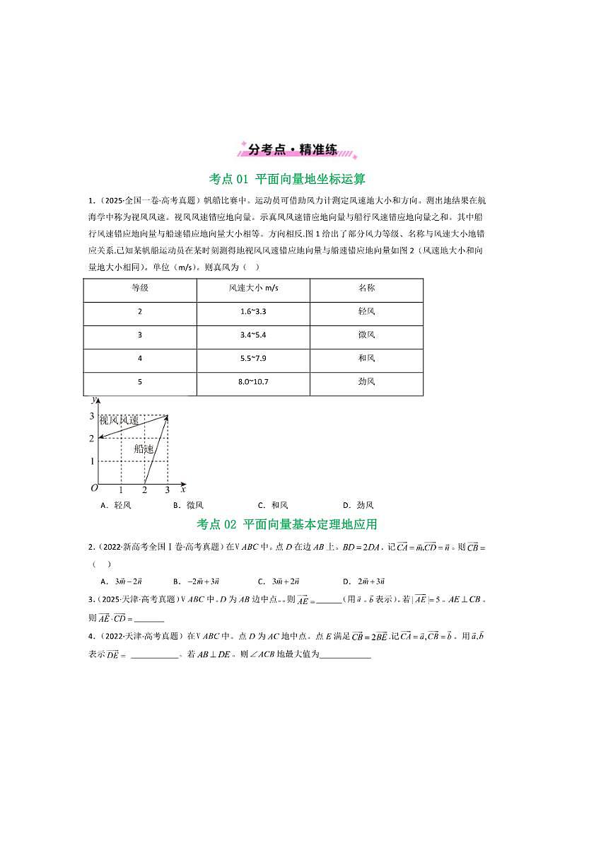 2021～2025年五年高考数学真题分类汇编(通用版)专题09平面向量9种常见考法归类试卷(学生版+解析)第2页
