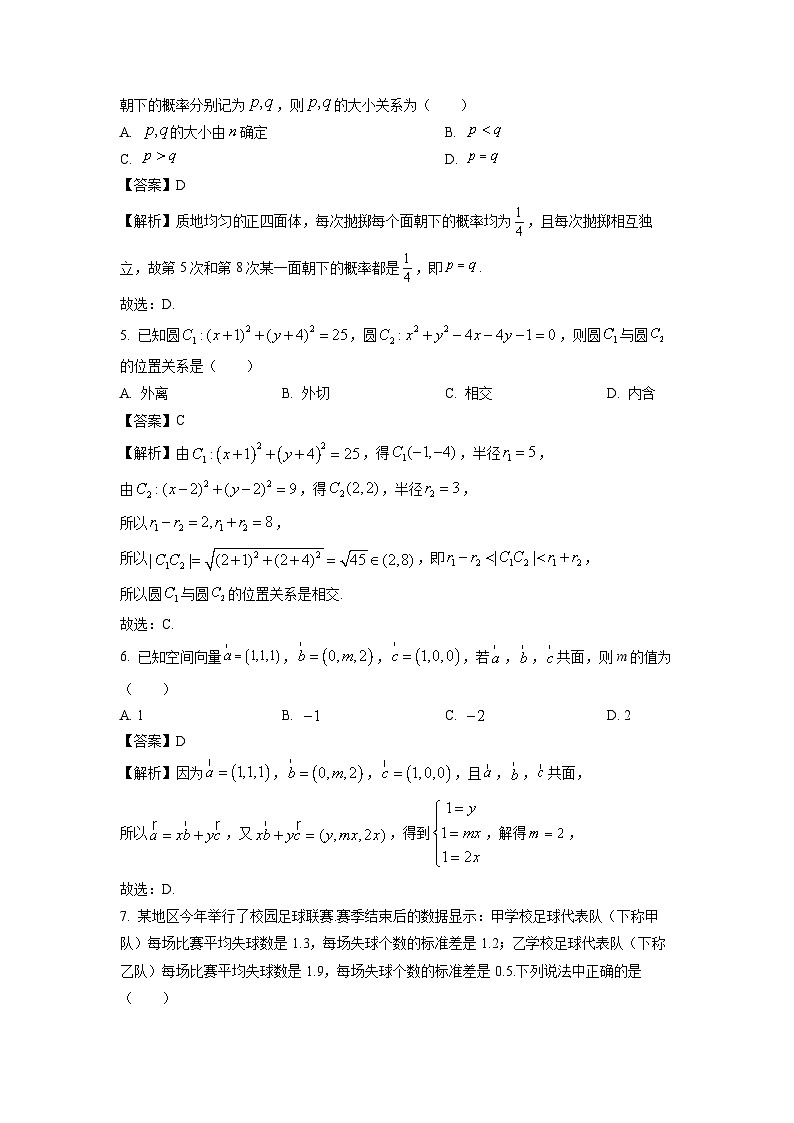 四川省巴中市2024-2025学年高二上学期期末考试数学试题（解析版）第2页