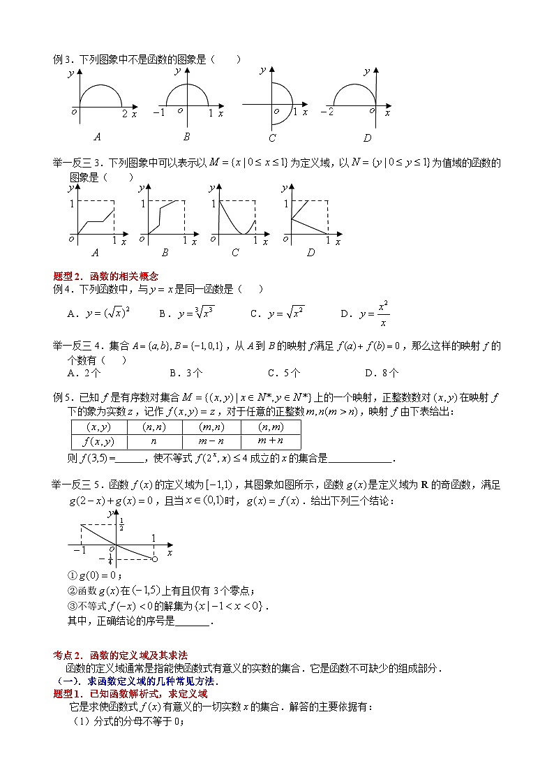 人教版数学高中一年级《函数的概念及其表示》讲义（无答案）第3页
