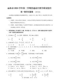 浙江省丽水市2024-2025学年高一下学期期末教学质量监控数学试卷+答案