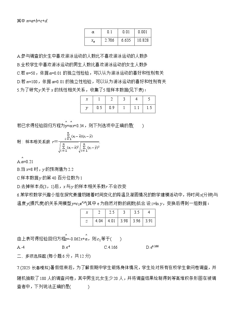 2026届高三一轮复习练习试题（标准版）数学第九章9.3成对数据的统计分析（Word版附答案）第2页