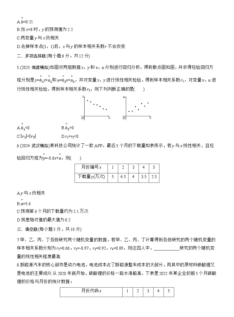 2026届高三数学一轮复习练习试题（基础版）第九章9.3一元线性回归模型及其应用（Word版附答案）第2页