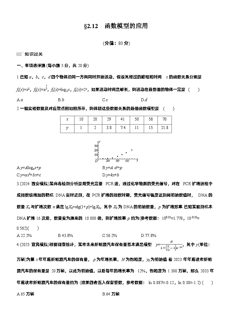 2026届高三数学一轮复习练习试题（基础版）第二章2.12函数模型的应用（Word版附答案）第1页