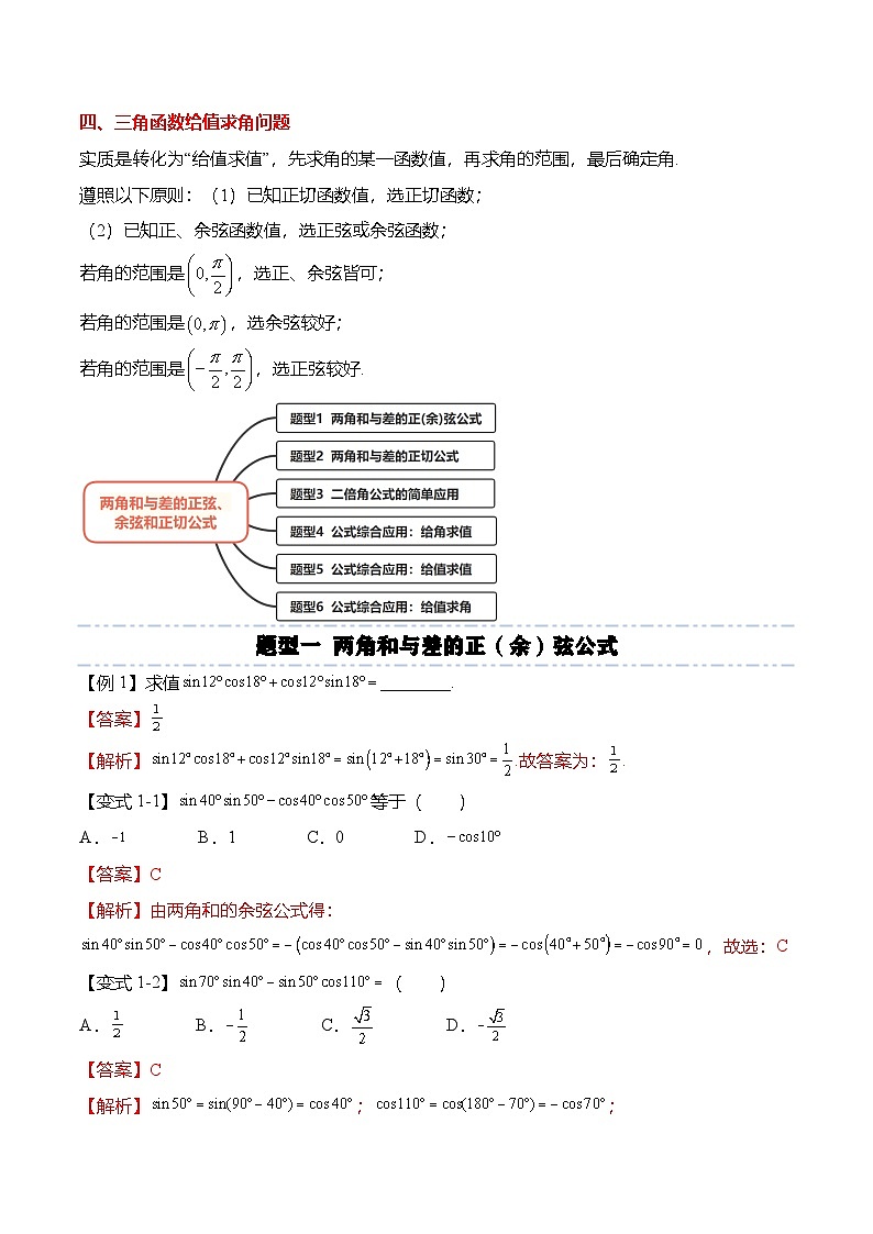 人教A版必修一高一数学上册考点归纳同步讲与练 5.5.1 两角和与差的正弦、余弦和正切公式（解析版）第2页