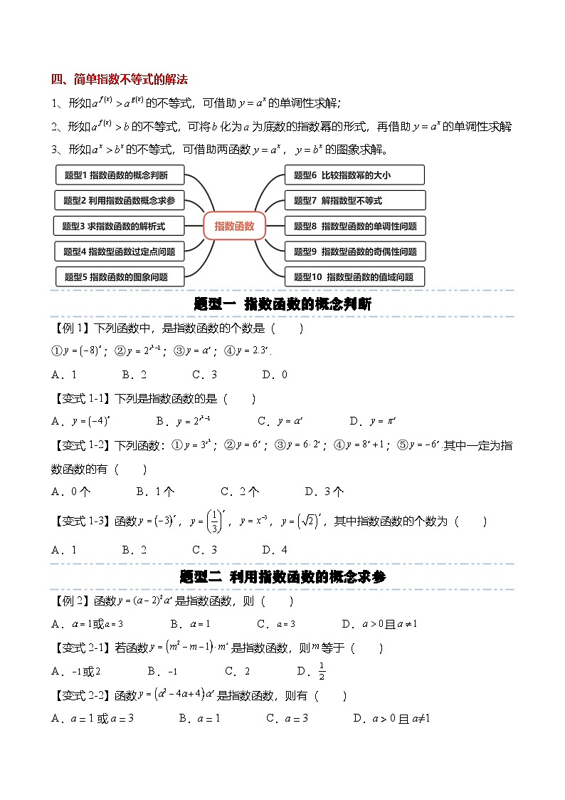 人教A版必修一高一数学上册考点归纳同步讲与练 4.2 指数函数（原卷版）第2页