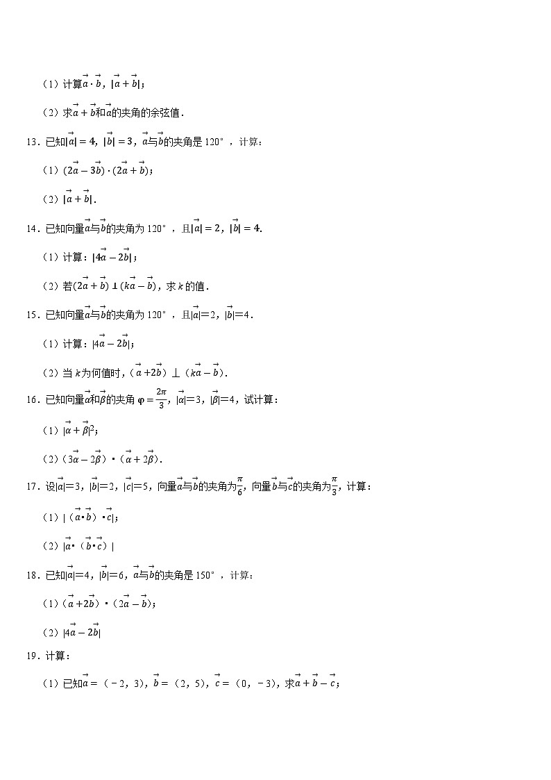 2026年高考数学一轮复习计算专项练习05 平面向量的运算 (学生版)第2页