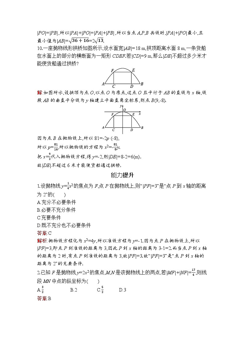 高二数学选择性必修第一册同步训练试题（人教A版2019）3-3-1抛物线及其标准方程（Word版附解析）第3页