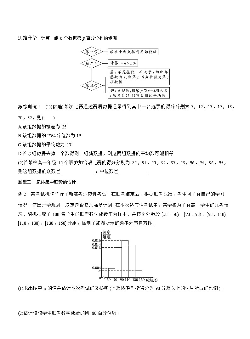 2026届高三数学一轮复习讲义（标准版）第九章9.2用样本估计总体（Word版附答案）第3页