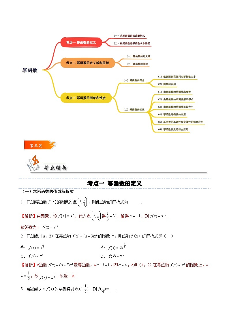 （人教A版）必修一高一数学上册同步考点通关练习11 幂函数（解析版）第2页