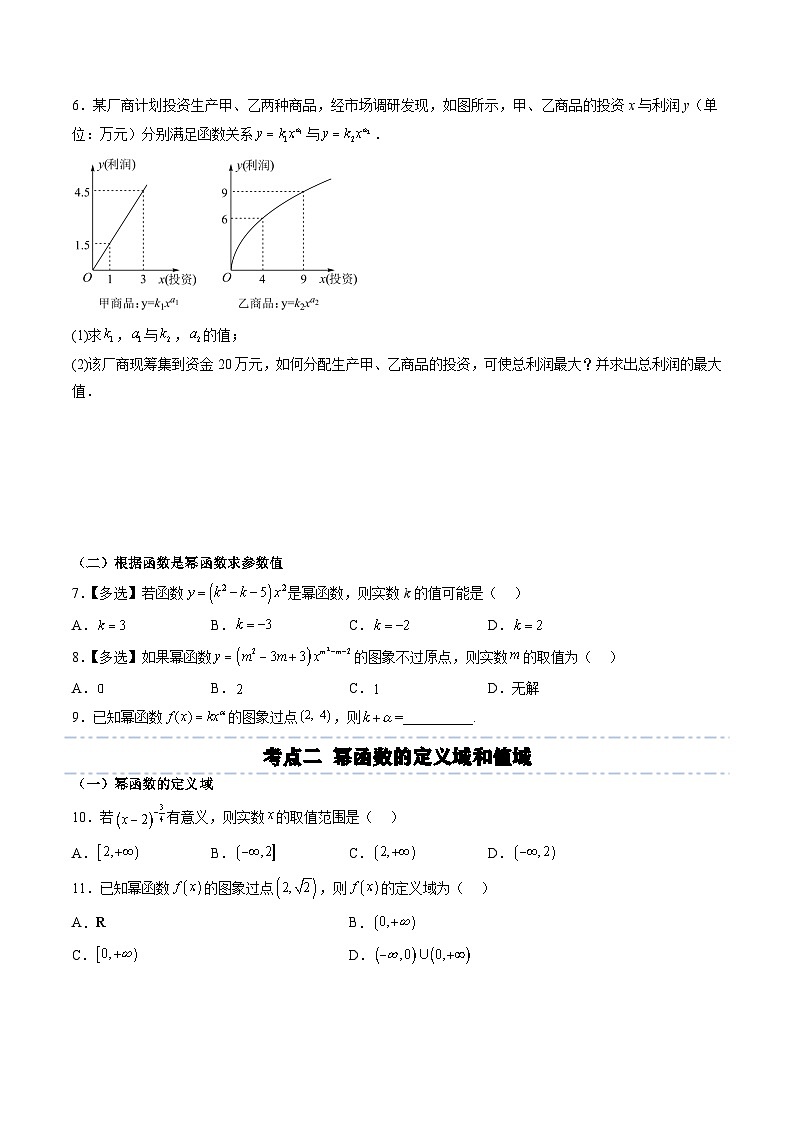 （人教A版）必修一高一数学上册同步考点通关练习11 幂函数（原卷版）第3页