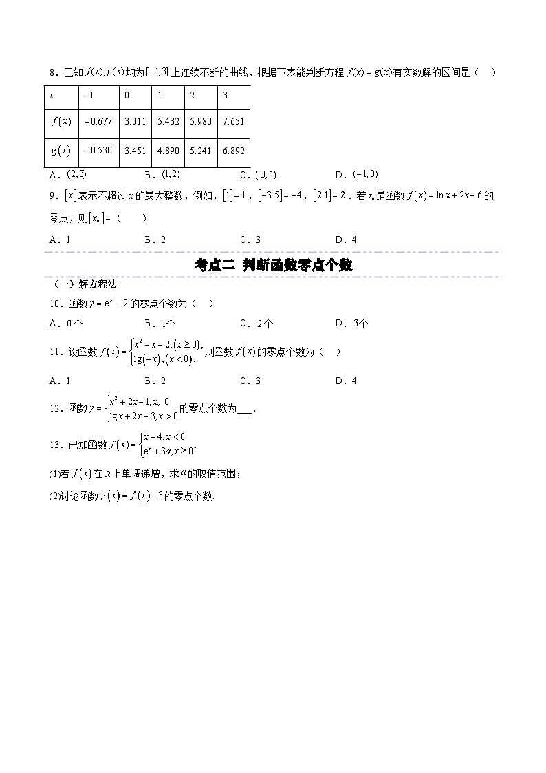 （人教A版）必修一高一数学上册同步考点通关练习14 函数零点问题（原卷版）第3页