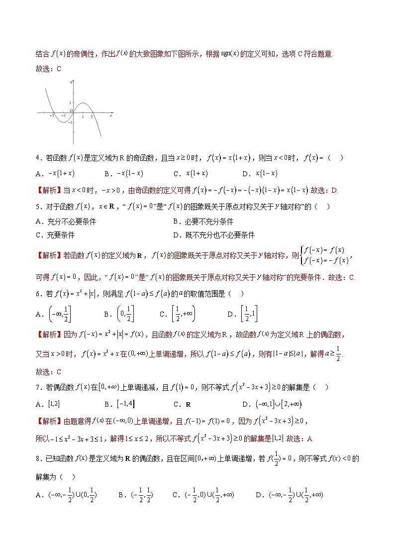 （人教A版）必修一高一数学上册同步重点通关练习卷15 函数奇偶性的应用（解析版）第2页