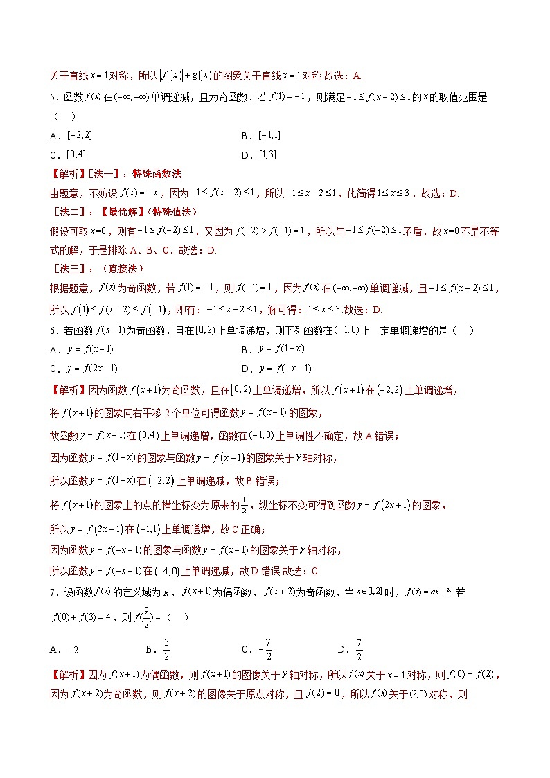 （人教A版）必修一高一数学上册同步重点通关练习卷16 函数性质的综合应用（解析版）第2页