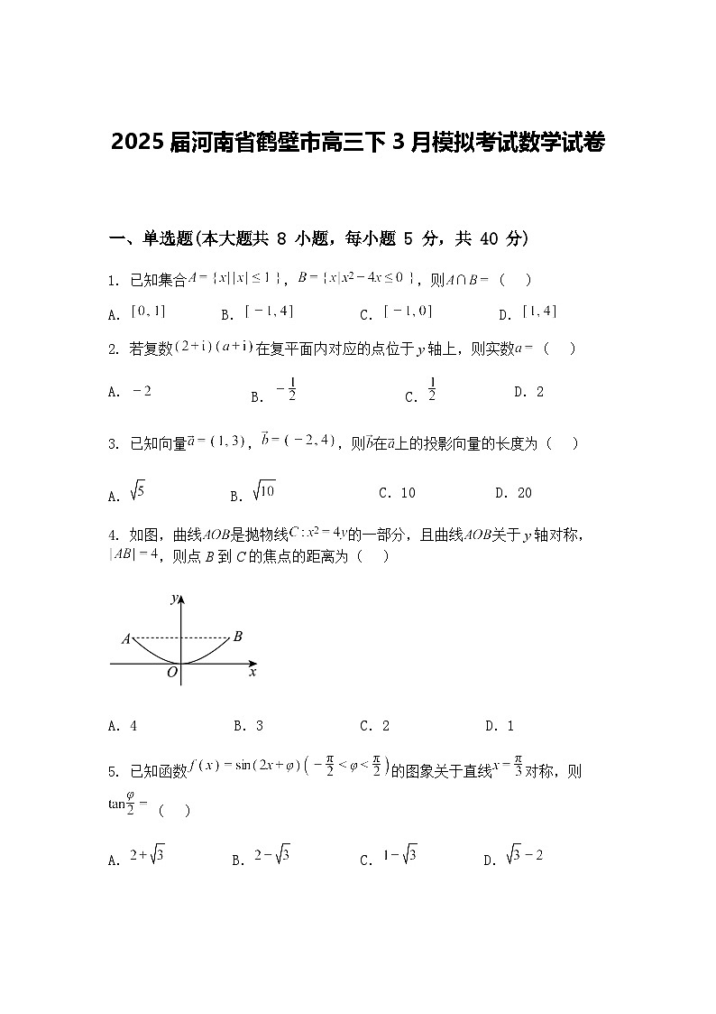 2025届河南省鹤壁市高三下3月模拟考试数学试卷（含答案解析）第1页