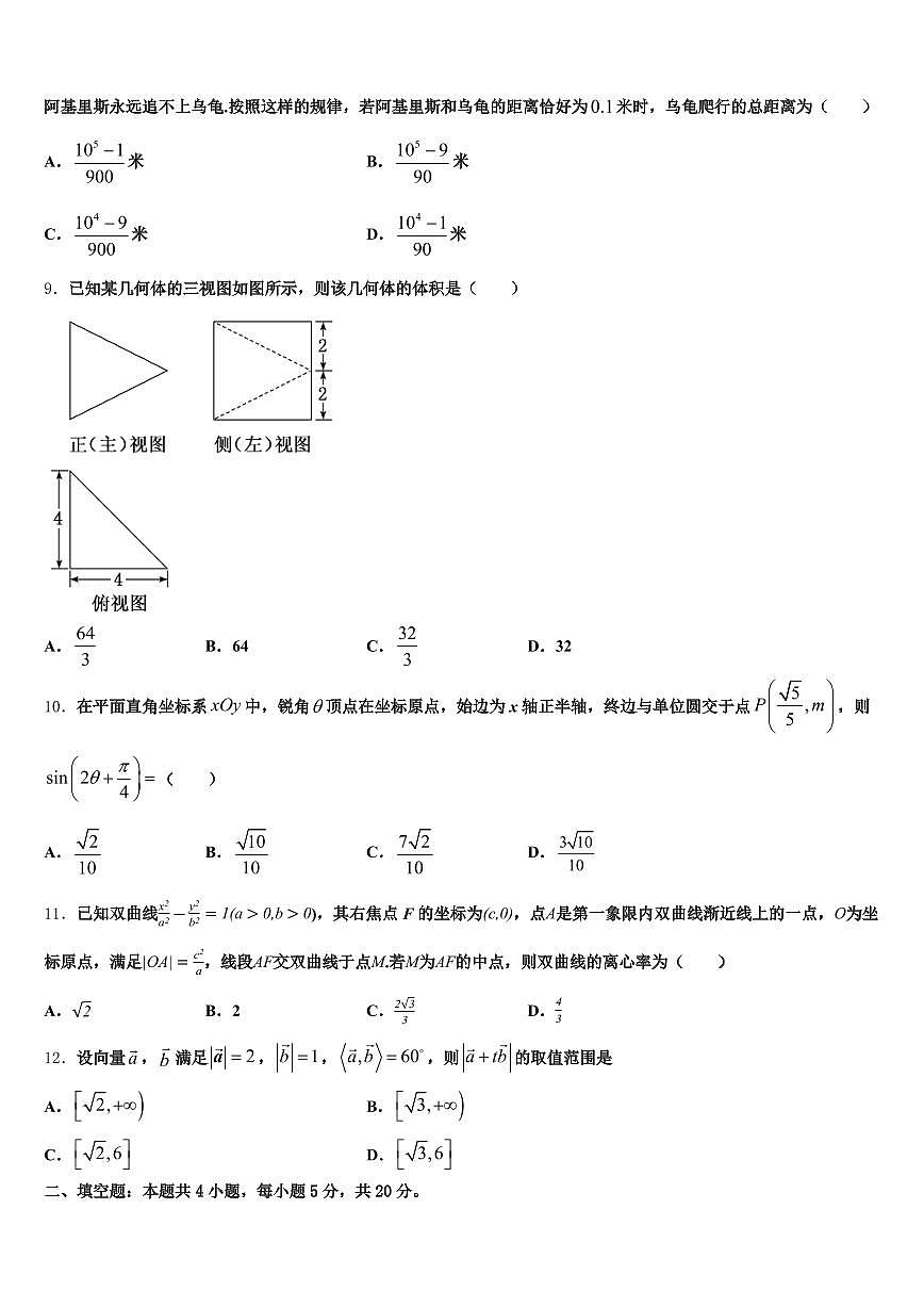 2025届宜春市万载县高考仿真卷数学试题含解析第2页