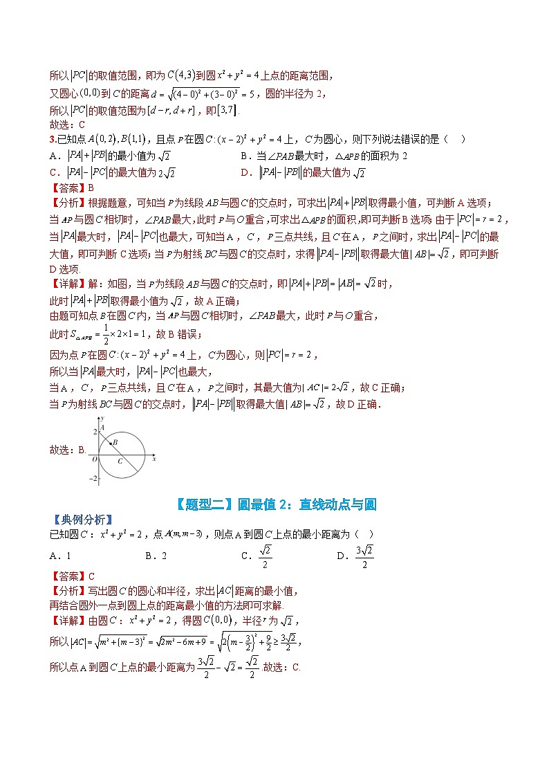 （人教A版）选择性必修一高二数学上册题型归纳培优练习 专题07 圆切线与圆最值归类（解析版）第3页