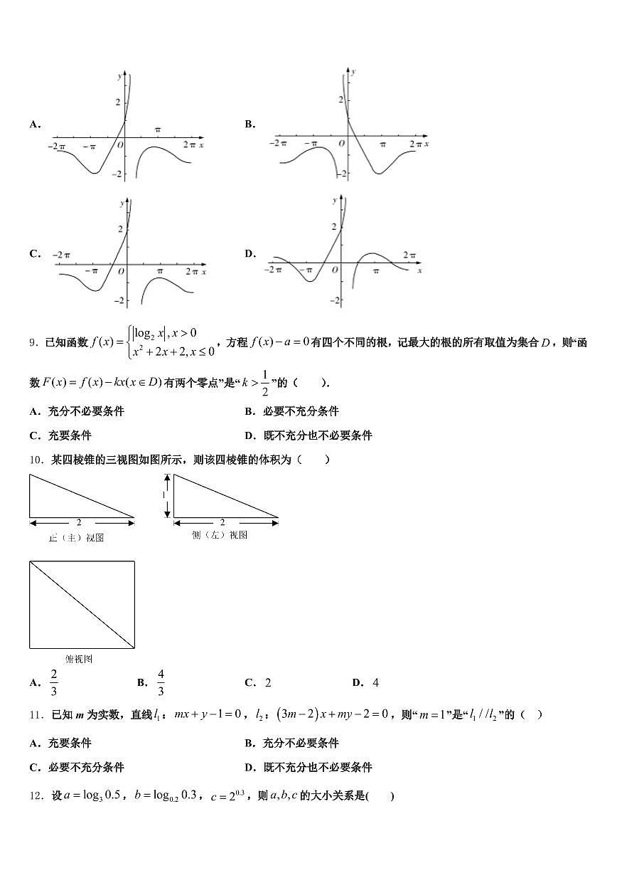 2025届邯郸市邯郸县高三下学期一模考试数学试题含解析第2页