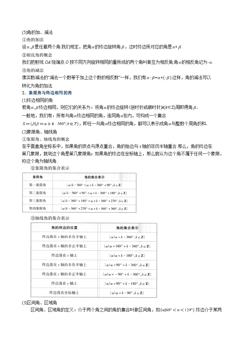 （人教A版）必修一高一数学上册同步题型讲与练专题5.1 任意角和弧度制（原卷版）第2页