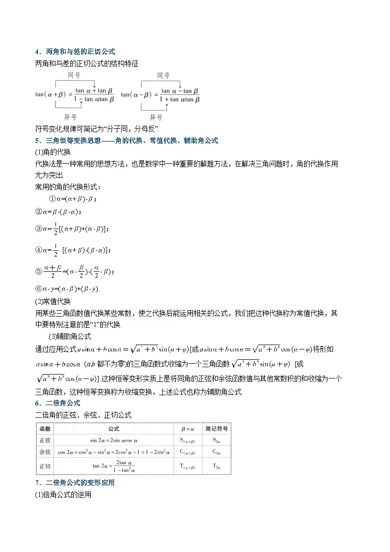 （人教A版）必修一高一数学上册同步题型讲与练专题5.5 三角恒等变换（原卷版）第2页