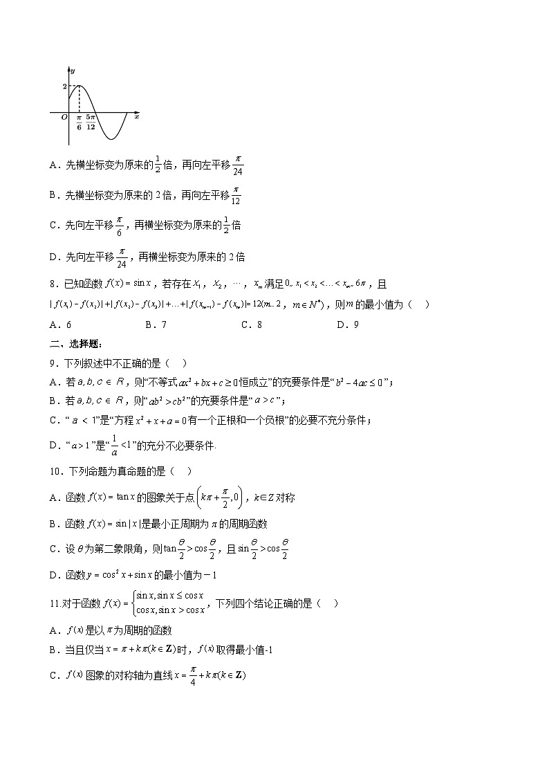 （人教A版）必修一高一数学上册 期末考试押题卷二（原卷版）第2页