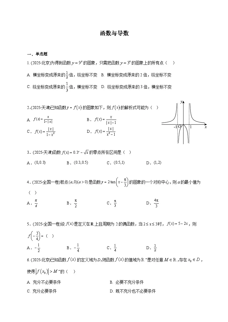 2025年【高考数学】真题分类专题练习09—函数与导数（原卷）第1页