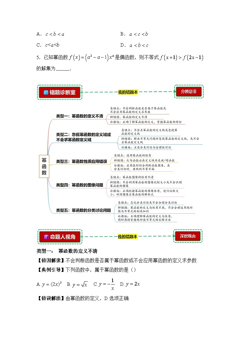 3.3幂函数【错题归纳】（我的错题本）人教A必修一第2页