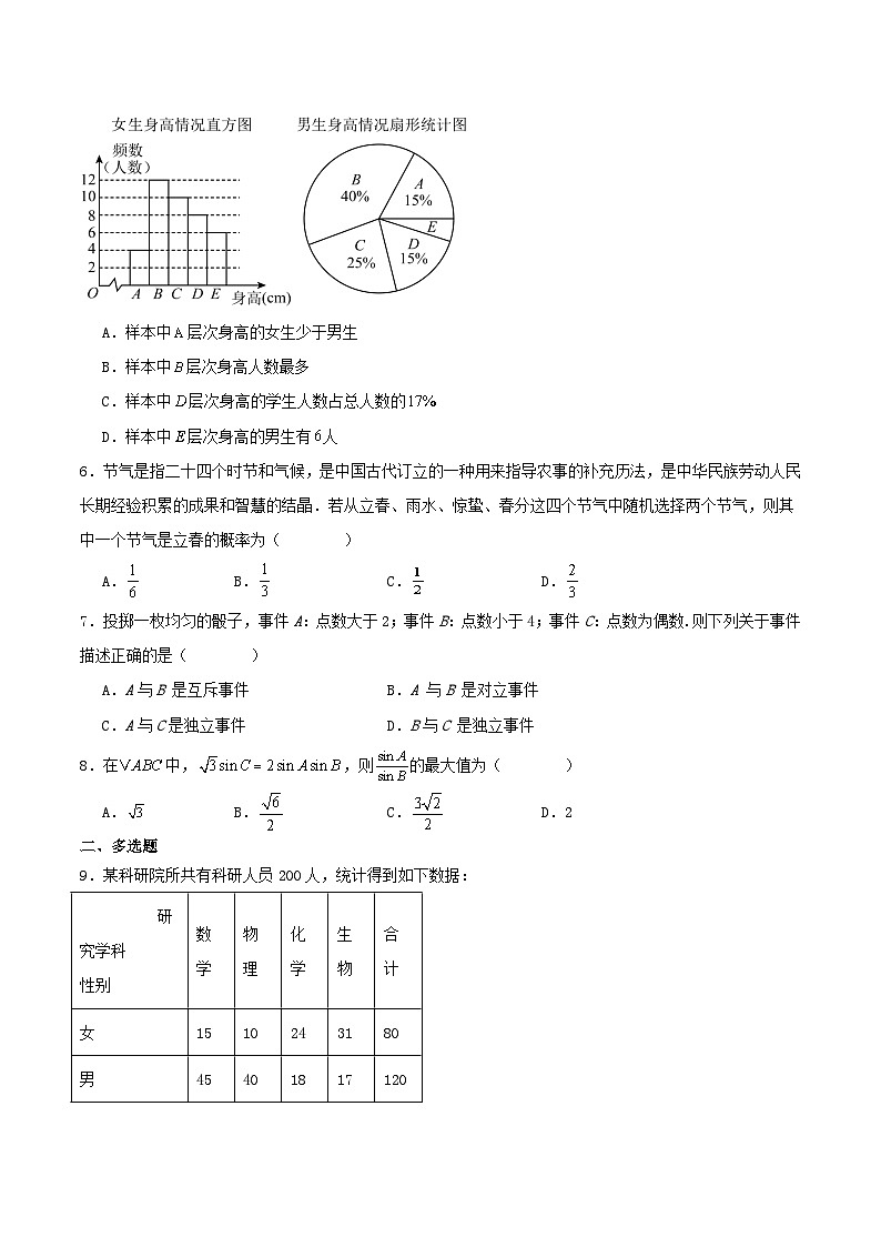 河北省沧州市四校联考2024_2025学年高一数学下学期6月期末考试含解析第2页