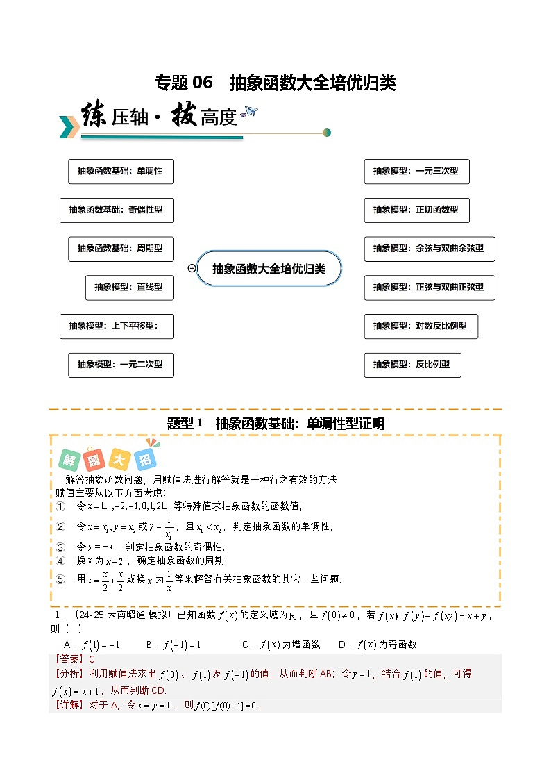 专题06 抽象函数大全培优归类（12题型）（解析版）【上好课】2026年高考数学一轮复习讲练测（全国通用）第1页