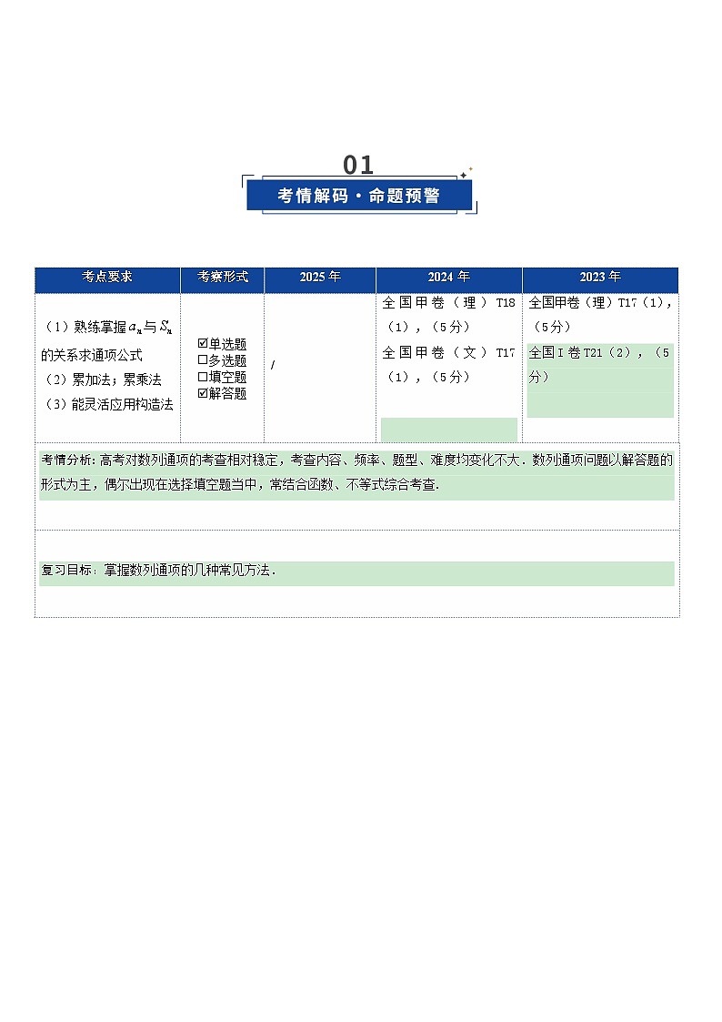 第04讲 数列的通项公式（复习讲义）（全国通用）（解析版）【上好课】2026年高考数学一轮复习讲练测（全国通用）第2页