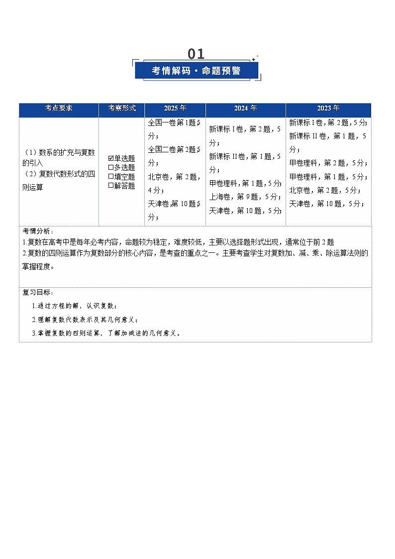 第04讲 复数（复习讲义）（全国通用）（解析版）【上好课】2026年高考数学一轮复习讲练测（全国通用）第2页
