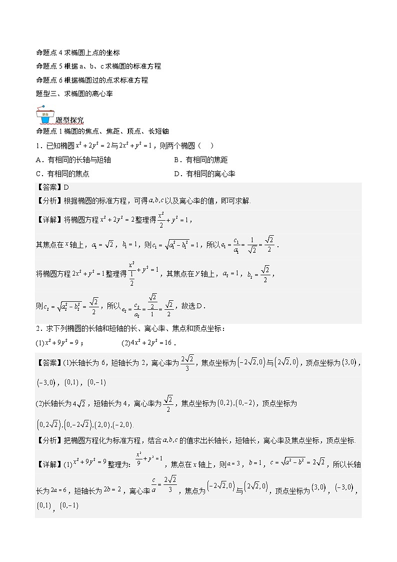 （人教A版）选择性必修一高二数学上册同步讲义+达标检测3.1.2 椭圆的简单几何性质（解析版）第2页