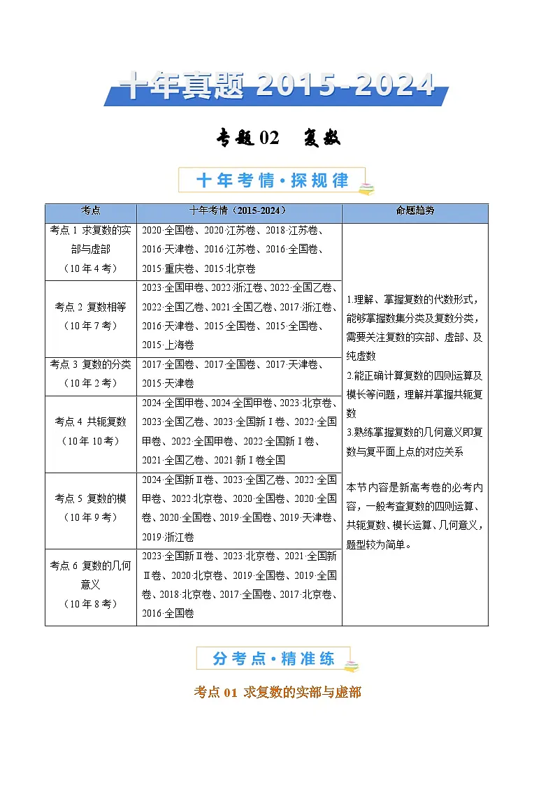 专题02 复数（教师卷）第1页