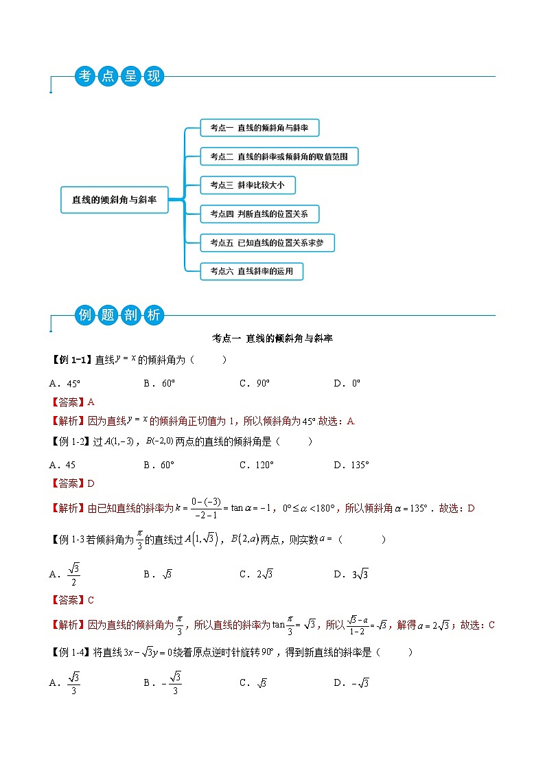 （人教A版）选择性必修一高二数学上册同步精讲精练2.1 直线的倾斜角与斜率（解析版）第2页